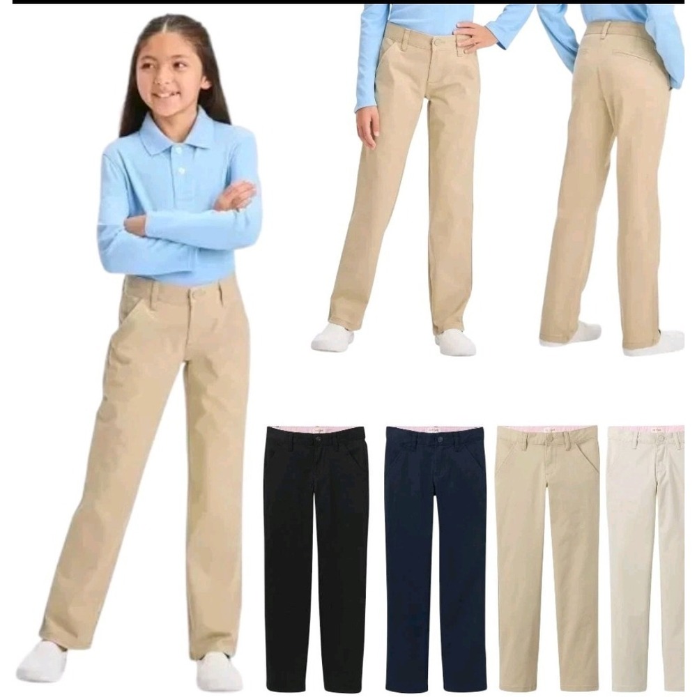 Cat & Jack Straight Fit Chinos School Uniform Adjustable Kids Size 16 Plus Khaki